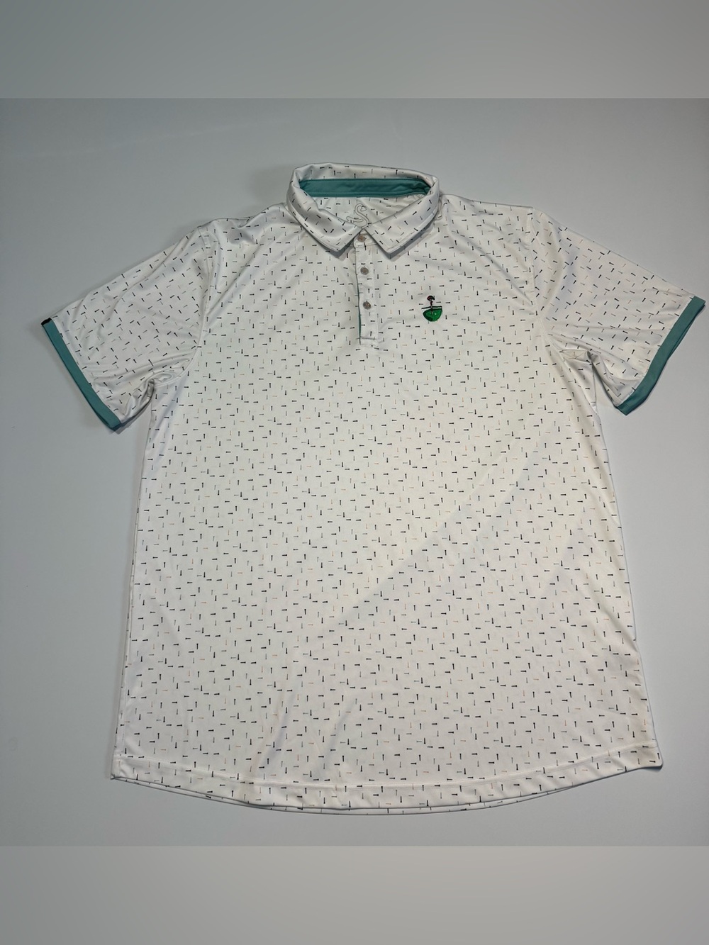 Swannies White With Green Trim Short Sleeve Golf Polo with logo Sz 2XL